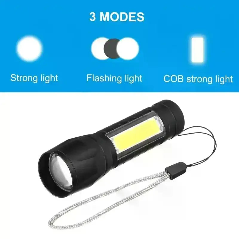 Mini Zoomable LED Flashlight COB USB Rechargeable Torch LED Flashlight Torch Nixie
