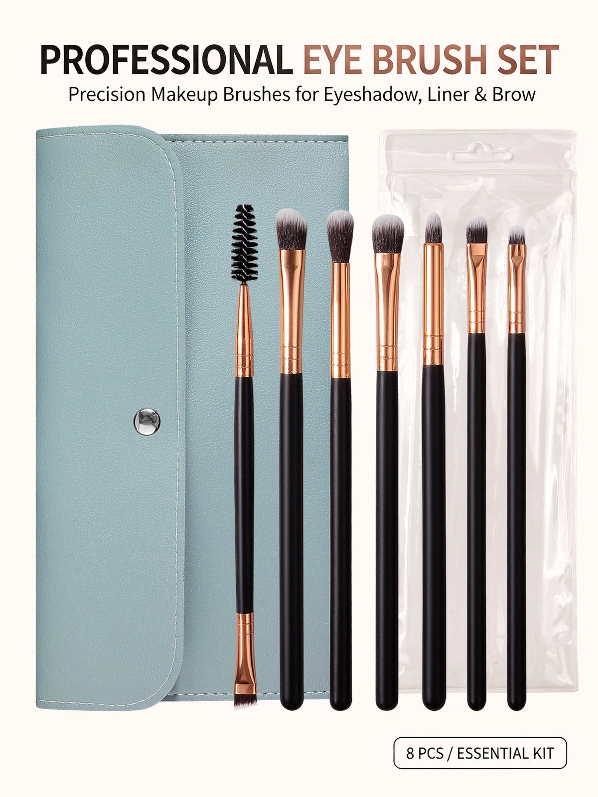 8-Piece Eye Makeup Brush Set with Pouch – Travel-Ready Kit Eye Makeup Brushes Nixie