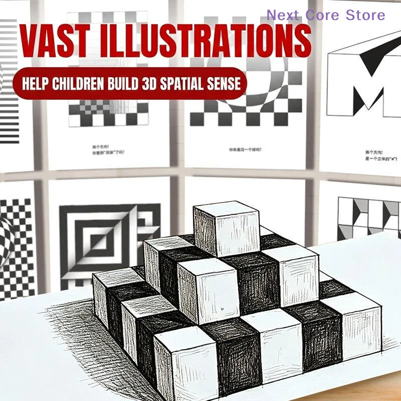 3D Stereo Drawing Books for Kids – Optical Illusion Sketchbook Set Kids Drawing Book Nixie