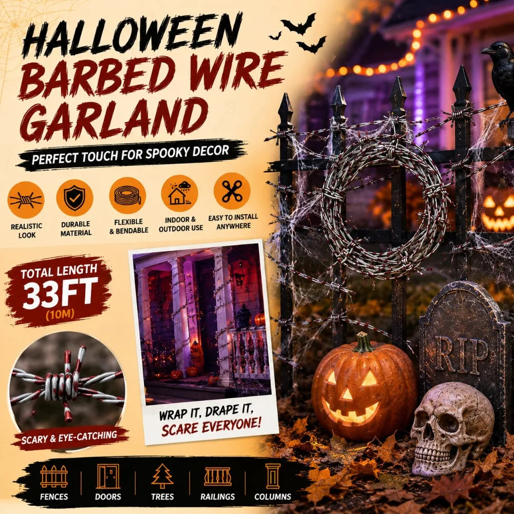 Fake Barbed Wire Halloween Prop – Haunted House Decor 2.5m Halloween Prop Decor Nixie