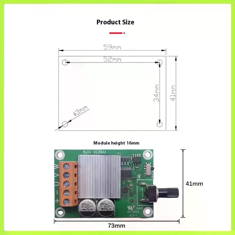 200W DC Brushless Motor Speed Controller 6V-24V DIY Board Motor Speed Controller Nixie