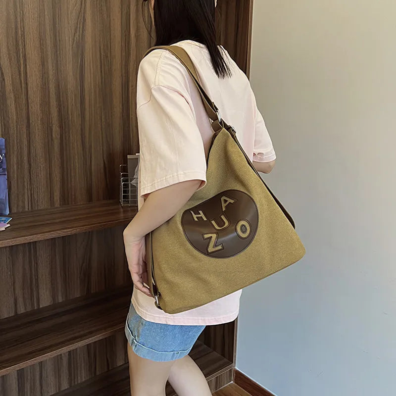 Korean Canvas Backpack Women – Large Capacity Shoulder Bag Canvas Backpack Nixie Khaki