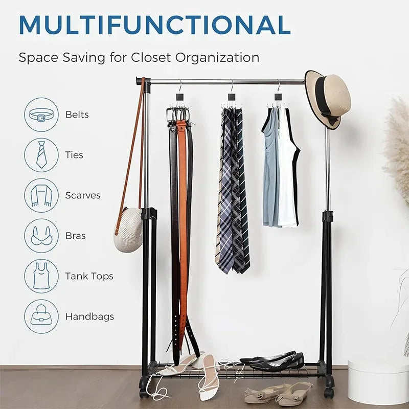 360° Rotating Hook Rack Organizer for Scarves, Belts & Ties