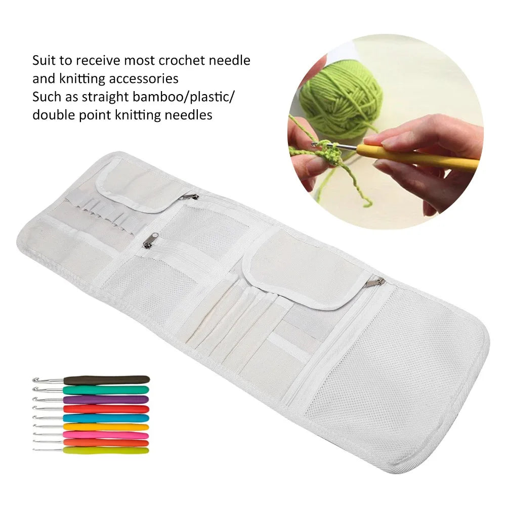 Roll-Up Knitting Needle Case & Crochet Hook Organizer Bag