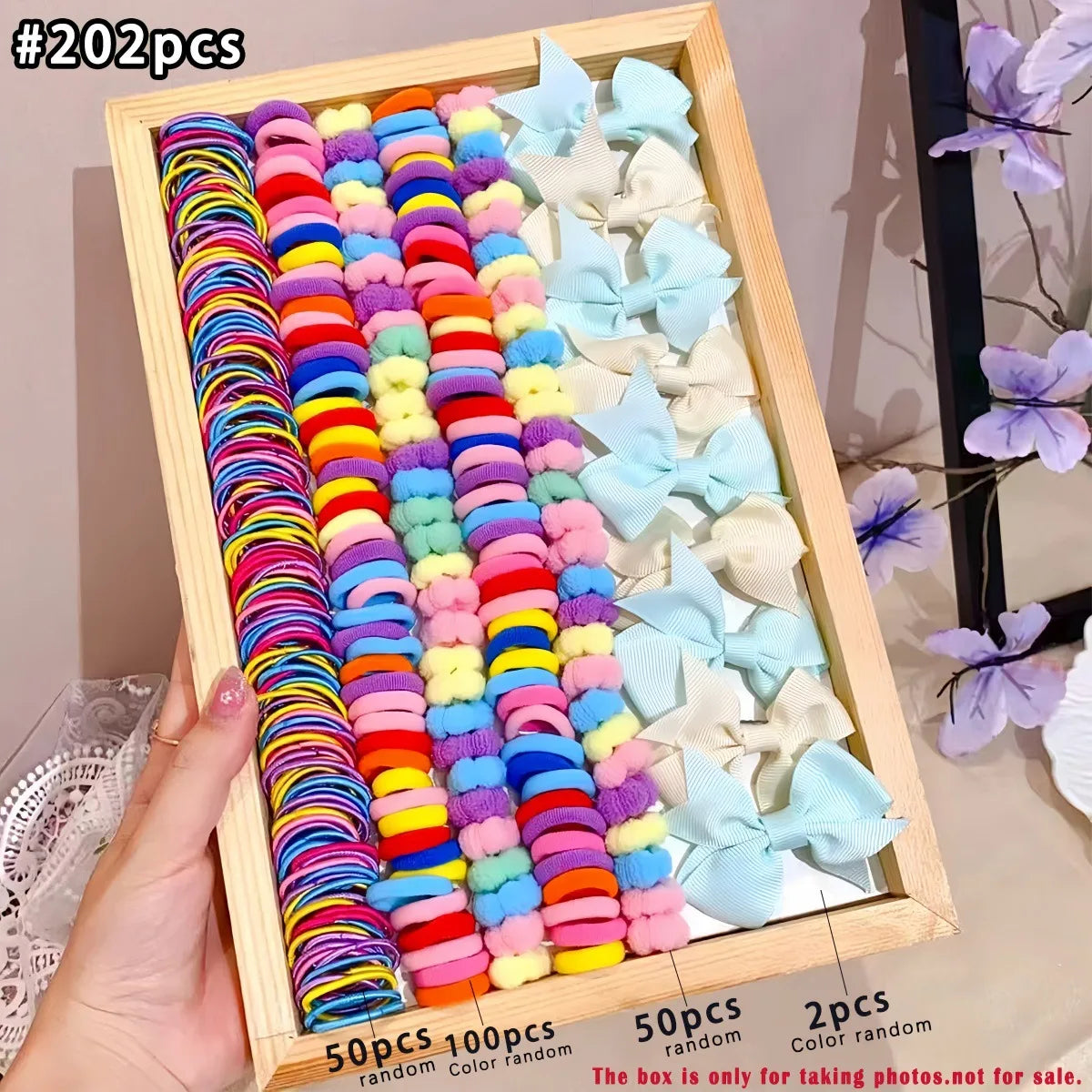 Girls Elastic Floral Bow Hair Bands & Bunny Ear Hair Ties Set
