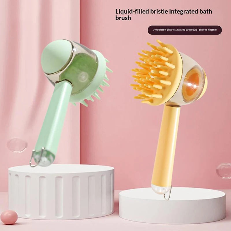 2-in-1 Pet Bath Brush & Shampoo Dispenser for Dogs & Cats