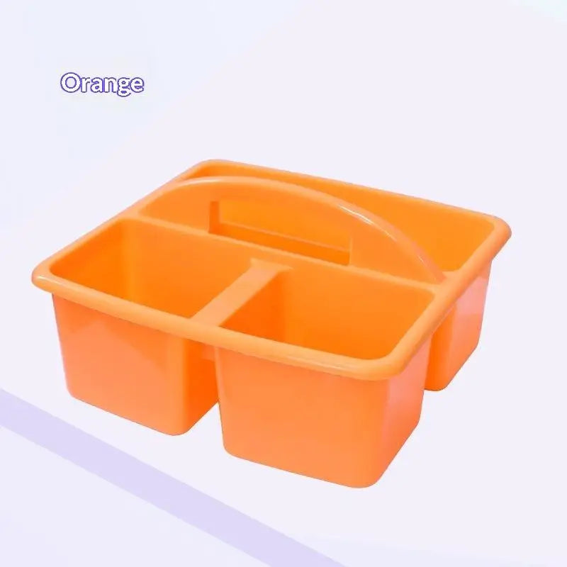 3-Compartment Plastic Desk Organizer Caddy | Art & Study Desk Organizer Caddy Nixie Orange