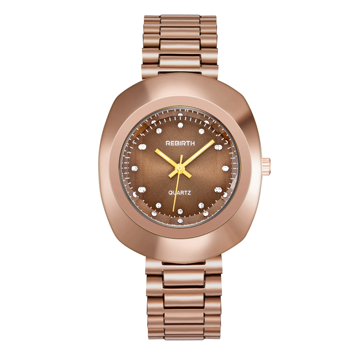 REBIRTH Men's Square Quartz Watch – Stainless Steel Band Men's Quartz Watch Nixie