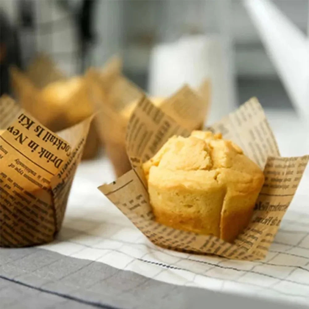 50pcs Cupcake Liners – Oil-Proof High-Temp Baking Molds