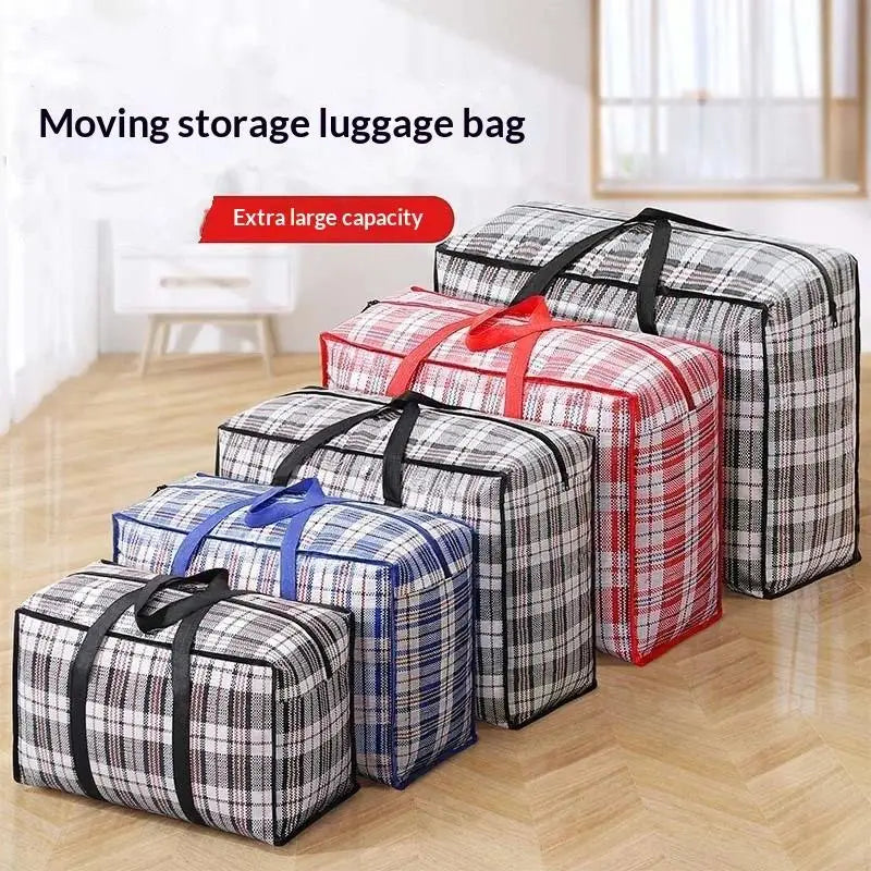 Reusable Striped Moving Storage Bag – Breathable Clothes Organizer