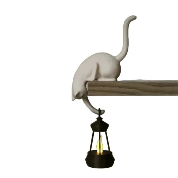 3D Printed Cat Shelf Hook with Lantern – Cute Keychain Ornament