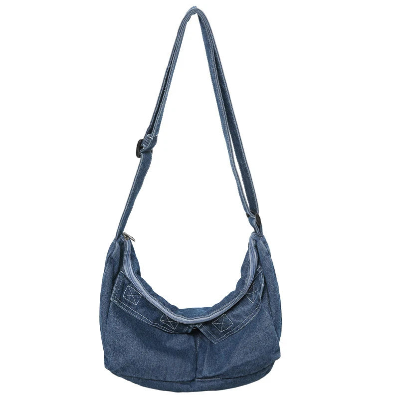 Japanese Retro Denim Crossbody Bag – Large Capacity Unisex Tote Crossbody Tote Bag Nixie