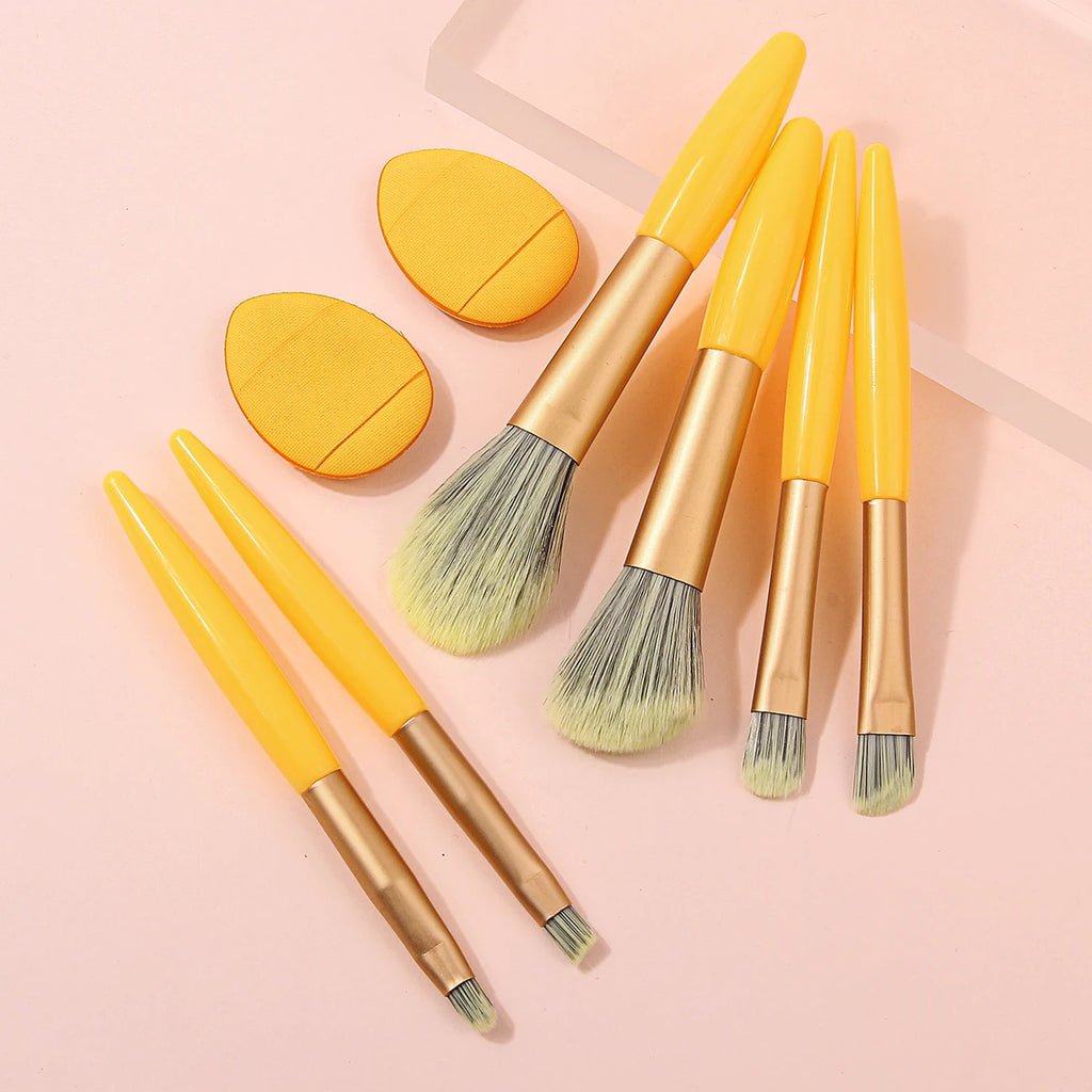 8-Piece Travel Makeup Brush Set with 2 Powder Puffs | Mini Kit Makeup Brush Set Nixie Default Title