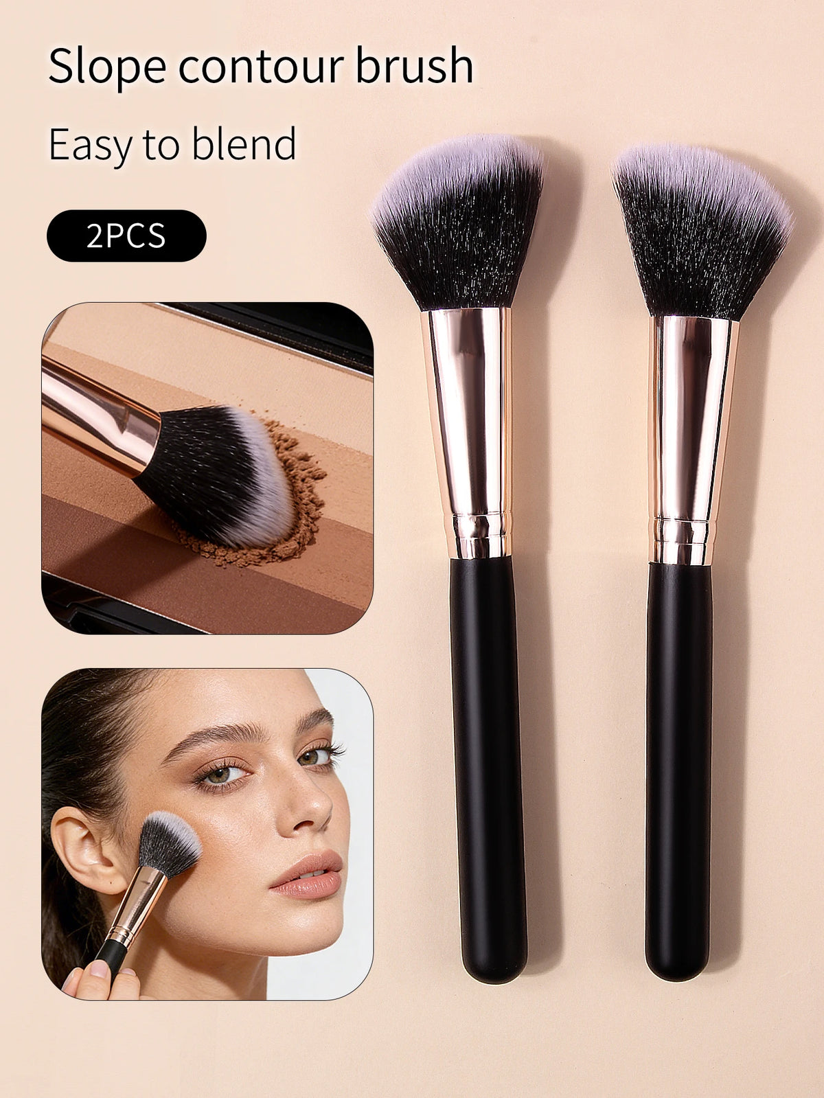 2pcs Sickle Contour Brush Set – Soft Blush & Face Shadow Brushes Contour Makeup Brush Nixie