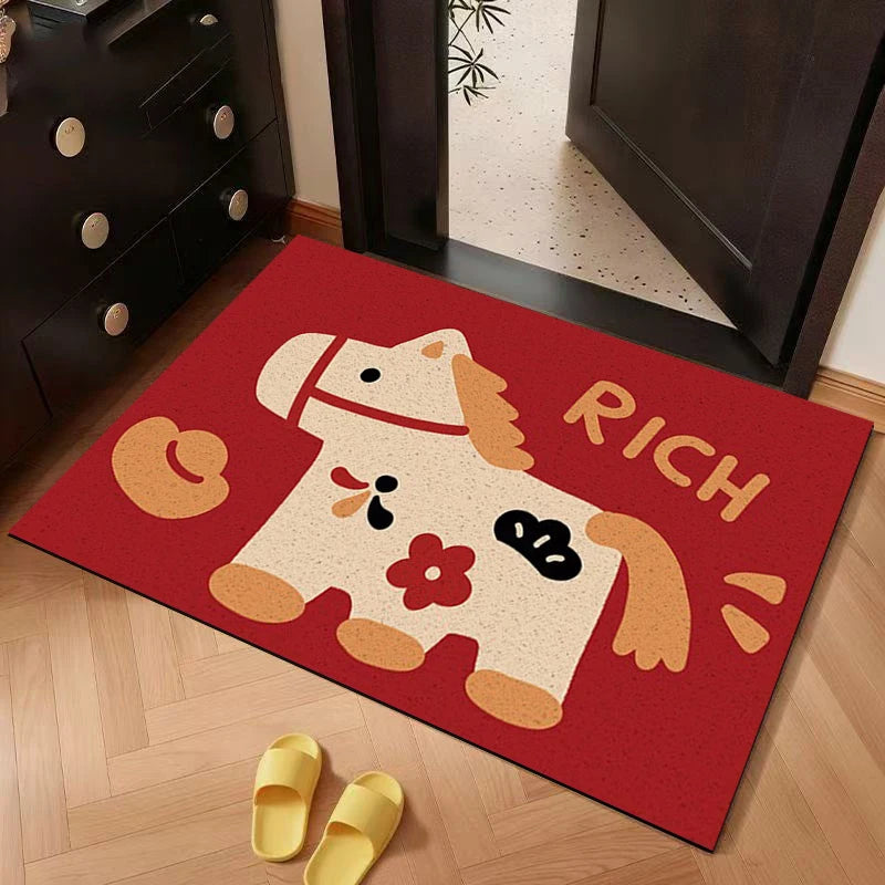 Chinese New Year 2026 Non-Slip Door Mat – Horse Festival Rug Decorative Door Mat Nixie