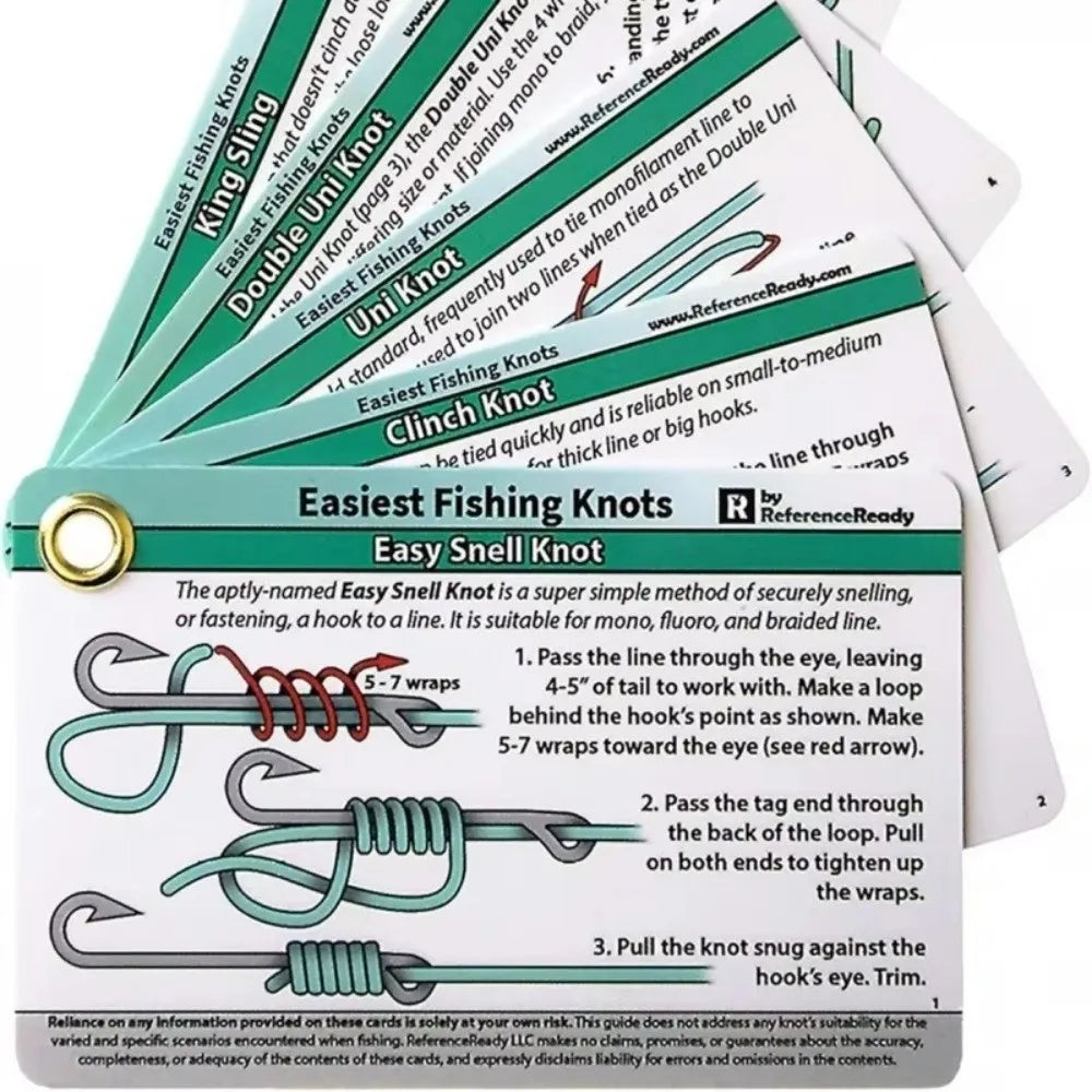Waterproof Fishing Knot Guide Card Set with Carabiner Clip Fishing Knot Guide Nixie