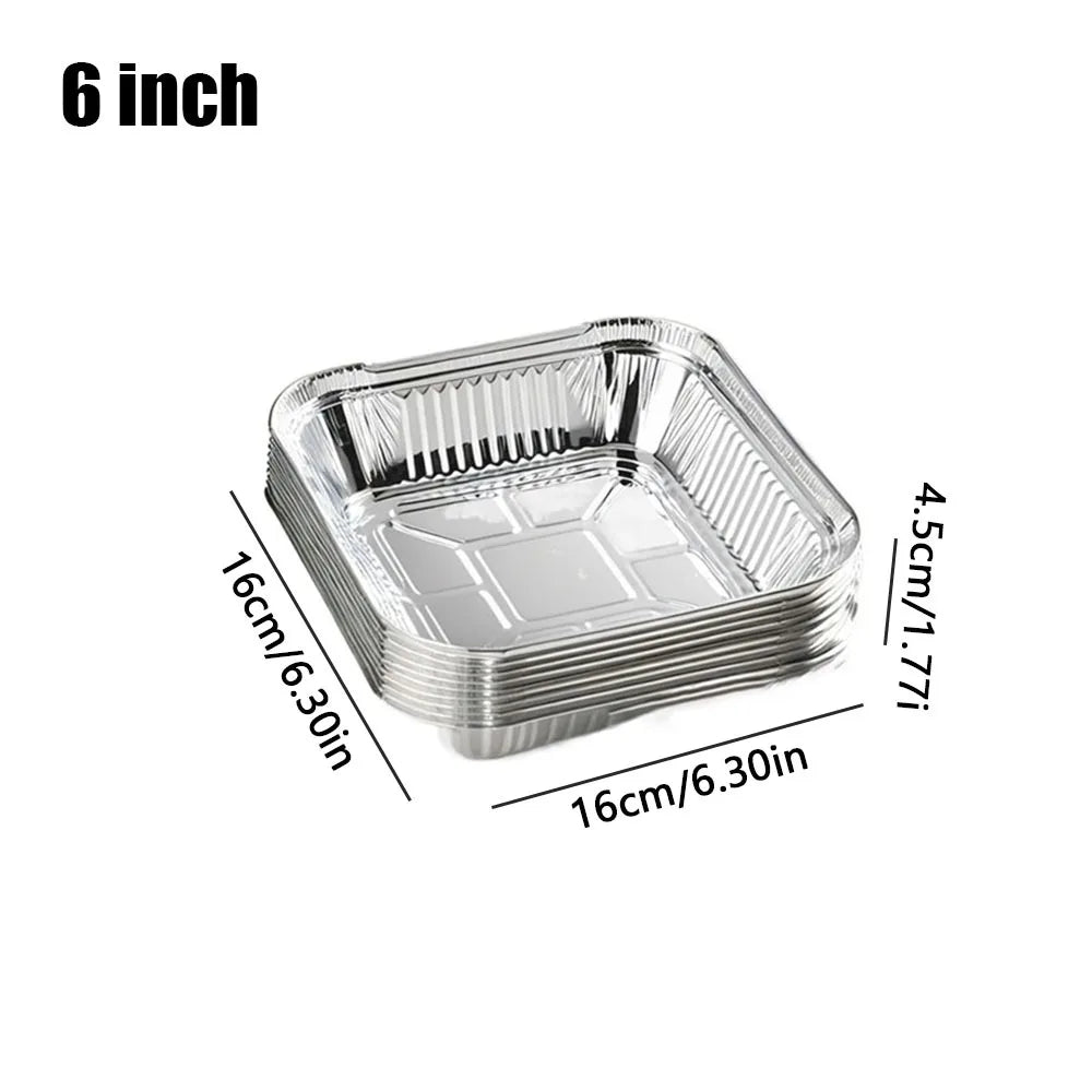 10Pcs Aluminum Foil Trays 6/7/8 Inch Non-Stick Air Fryer Oven Aluminum Baking Tray Nixie 6 inch-10Pcs