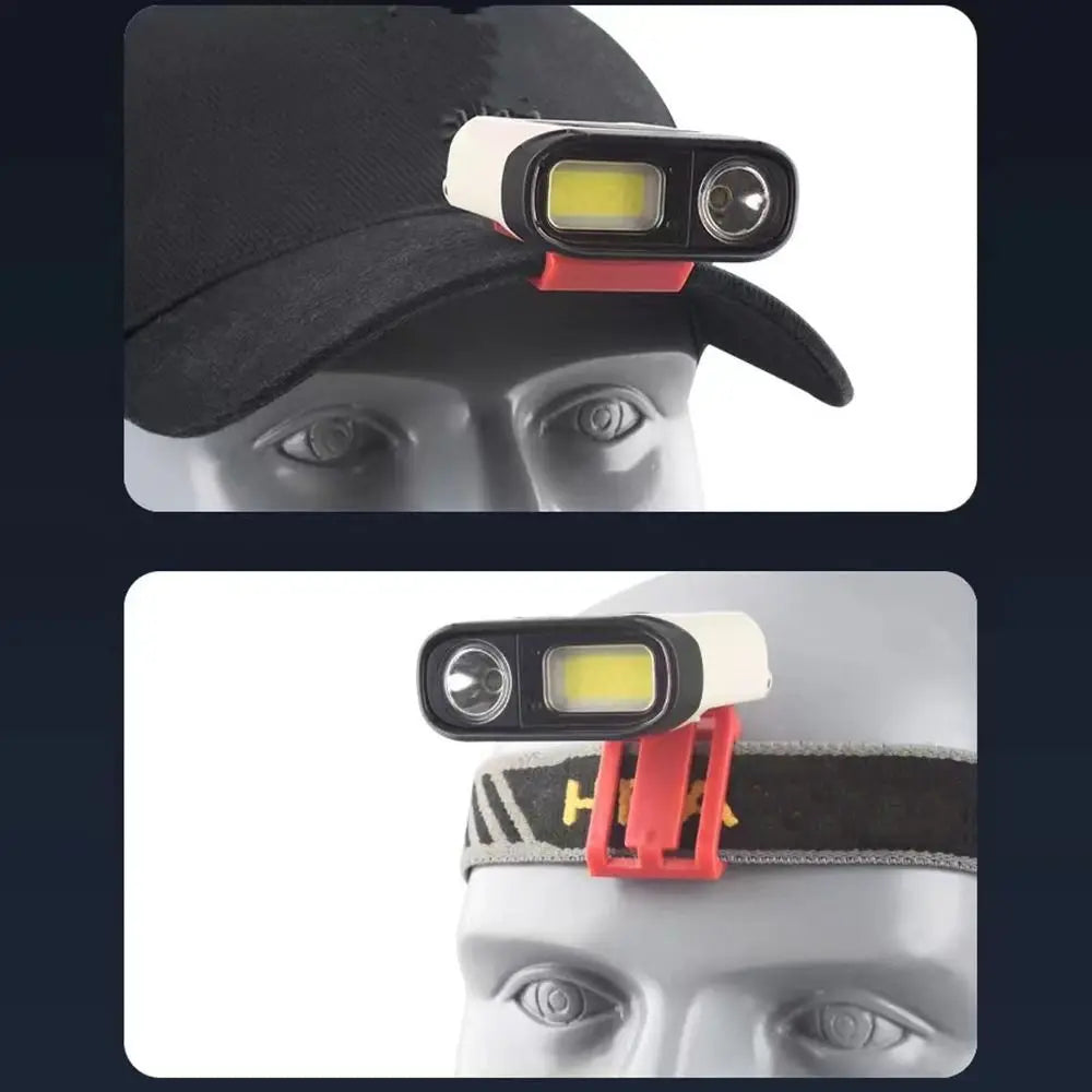 USB Rechargeable Clip-On Cap Light – Dual COB LED, 400LM