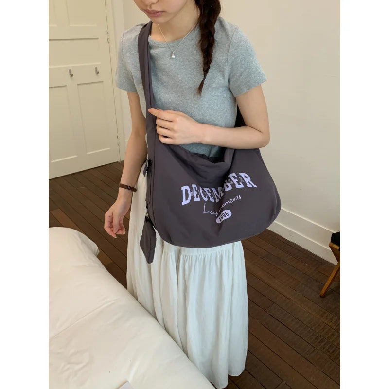 Korean Canvas Crossbody Tote Bag – Large Capacity for Women Canvas Crossbody Tote Nixie