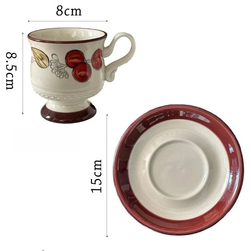 Medieval Style Porcelain Coffee Cup & Saucer Set | Luxury Tea Mug Cup & Saucer Set Nixie