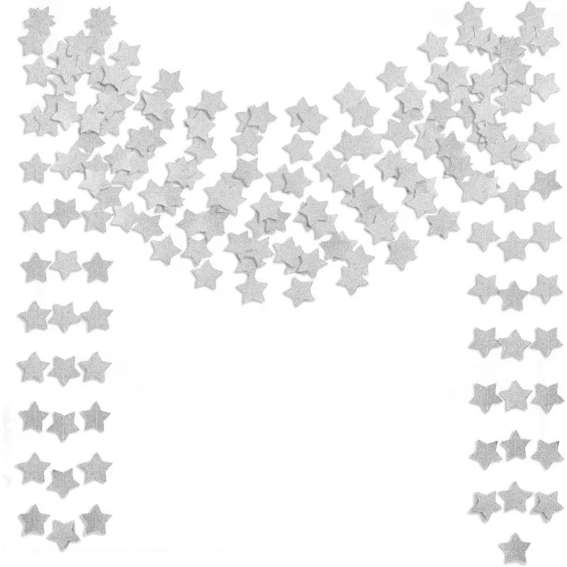 Gold Glitter Star Garland 2.5M – Party Hanging Banner Party Garland Banner Nixie 1PCS-Silver