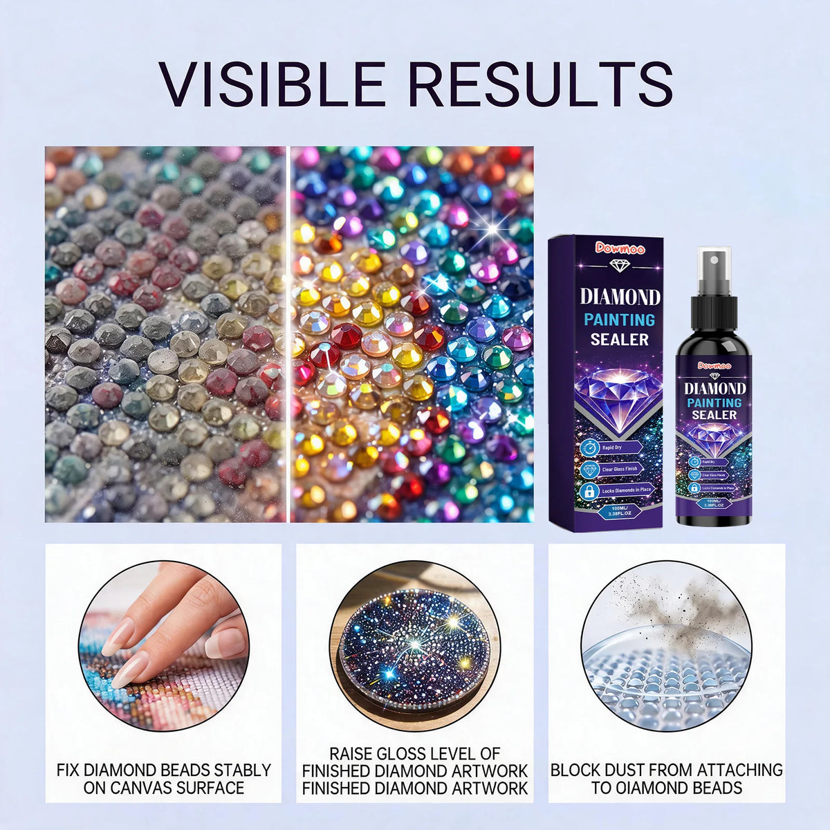 Diamond Painting Sealer Spray – Rapid Dry Clear Gloss Finish Craft Sealer Spray Nixie