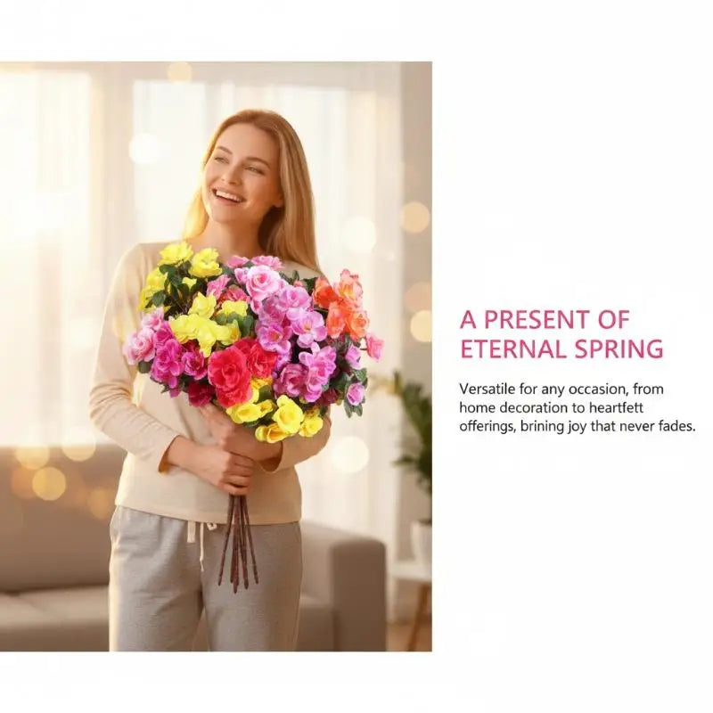 Artificial Azalea Bouquet Fake Silk Flowers – Home & Wedding