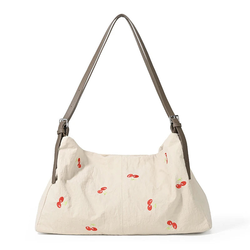 Women's Canvas Embroidery Tote Shoulder Bag – Large Capacity