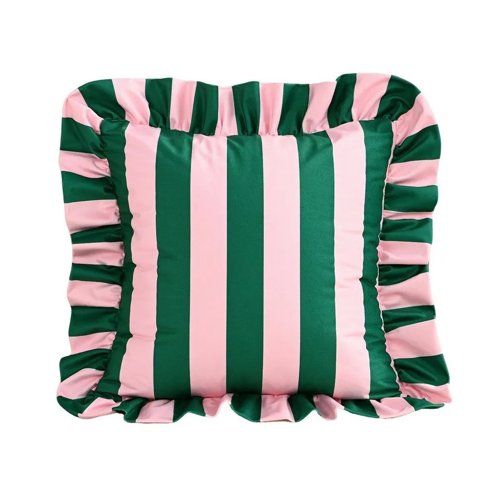 Striped Velvet Pillowcase Lotus Leaf Edge | Soft Decorative Cover Decorative Pillowcase Nixie