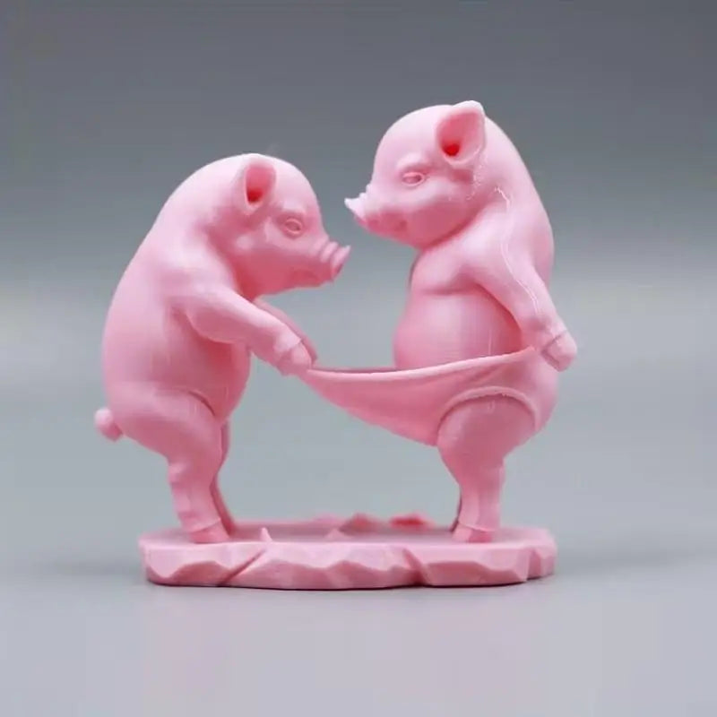 Cute Cartoon Pig Figurine – 3D Printed Matte Desk Ornament Decorative Figurine Nixie