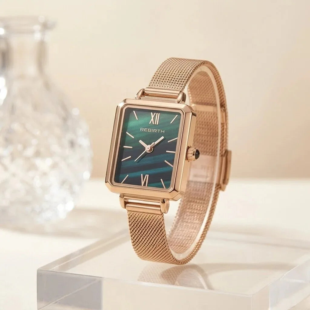 REBIRTH Retro Quartz Watch – Stainless Steel Numberless Dial Quartz Fashion Watch Nixie