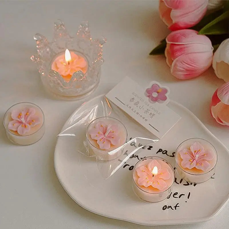 Handmade Peach Blossom Soy Wax Tea Candle – Scented Aromatherapy Scented Tea Candle Nixie