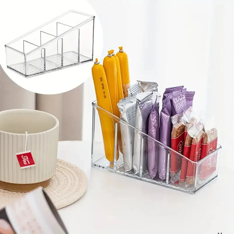 Clear 4-Compartment Desk Organizer – Remote & Makeup Holder Desk Organizer Nixie