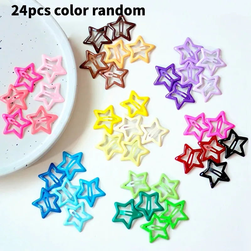 24/48pcs Star BB Hair Clips Set – Colorful Girls' Hairpins Girls Hair Clips Nixie 24pcs color random