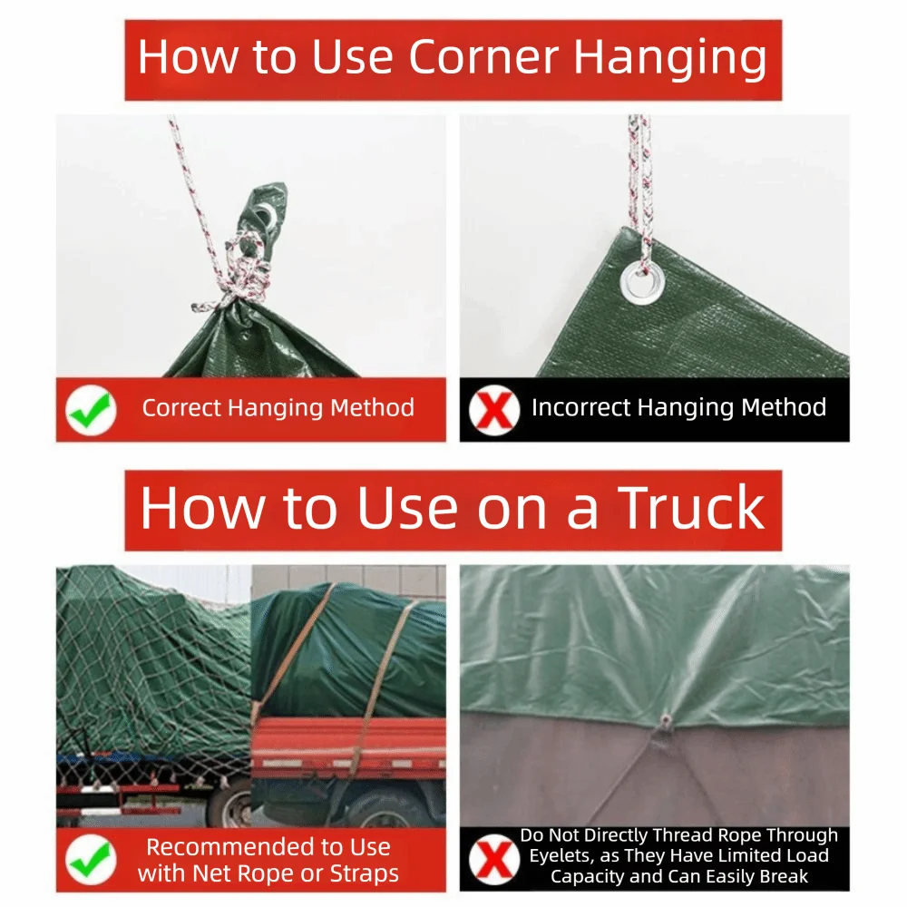 Green PE Waterproof Tarpaulin UV Resistant Cover with Eyelets Waterproof Tarpaulin Nixie