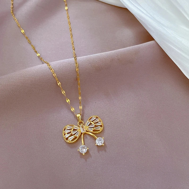 Butterfly Knot Pendant Necklace – Gold Stainless Steel Chain Pendant Necklace Nixie