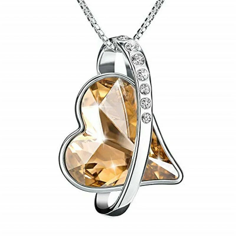 Heart Crystal Zircon Pendant Necklace – Trendy Women's Jewelry Pendant Necklace Nixie Yellow