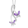 Women's Zircon Butterfly Pendant Necklace | Silver Blue Red Green Pendant Necklace Nixie PURPLE