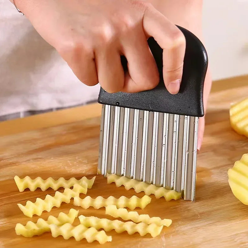 Stainless Steel Wave Knife – Crinkle Fry & Vegetable Cutter Vegetable Wave Cutter Nixie