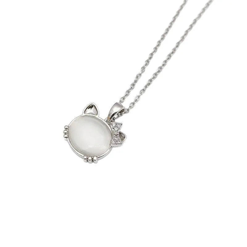 Cat Pendant Necklace | Stainless Steel Clavicle Chain for Women Pendant Necklace Nixie