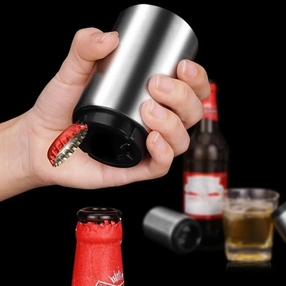 Stainless Steel Push-Down Beer & Soda Bottle Cap Opener