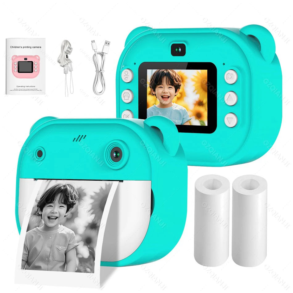 Kids Instant Print Digital Camera – Thermal Print & HD Video Kids Instant Camera Nixie Green Set