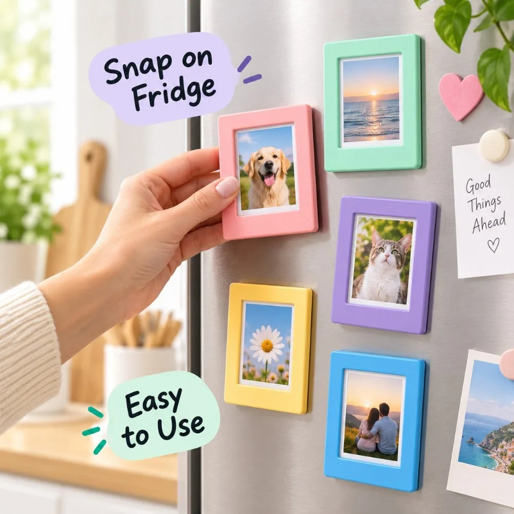 10PCS Kawaii Magnetic Photo Frames | Mini 3 Inch Fridge Holders
