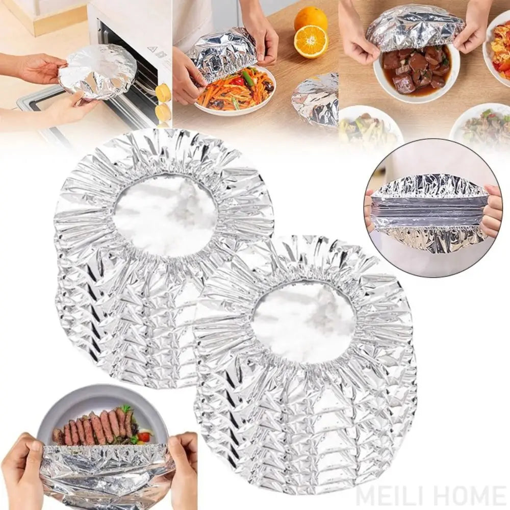 10/20Pcs Reusable Aluminum Foil Food Covers with Elastic Edge Food Storage Covers Nixie