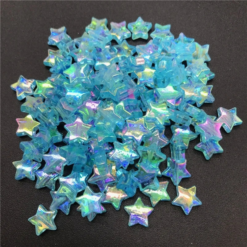 20Pcs Star Acrylic Spacer Beads Rainbow Transparent 11mm DIY Jewelry Acrylic Craft Beads Nixie Blue