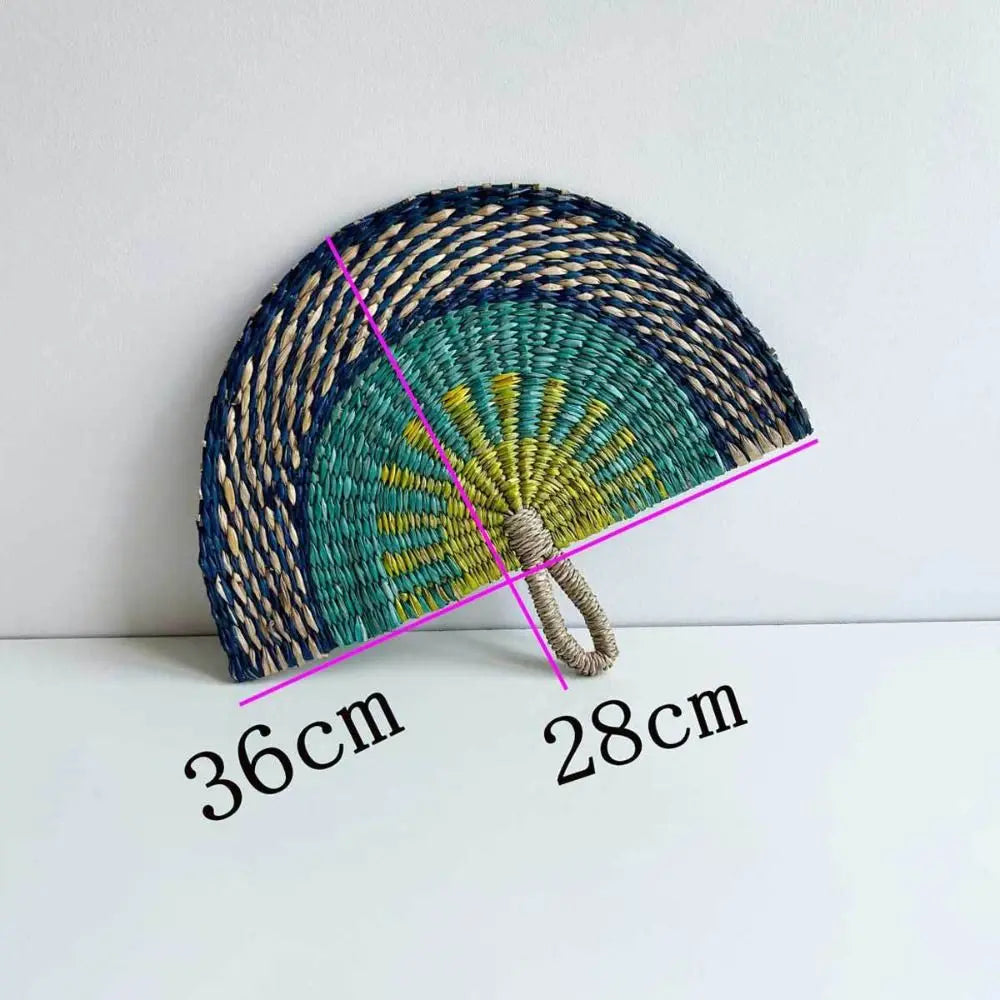 Natural Seaweed Straw Woven Fan – Boho Handheld & Home Décor Decorative Woven Fan Nixie