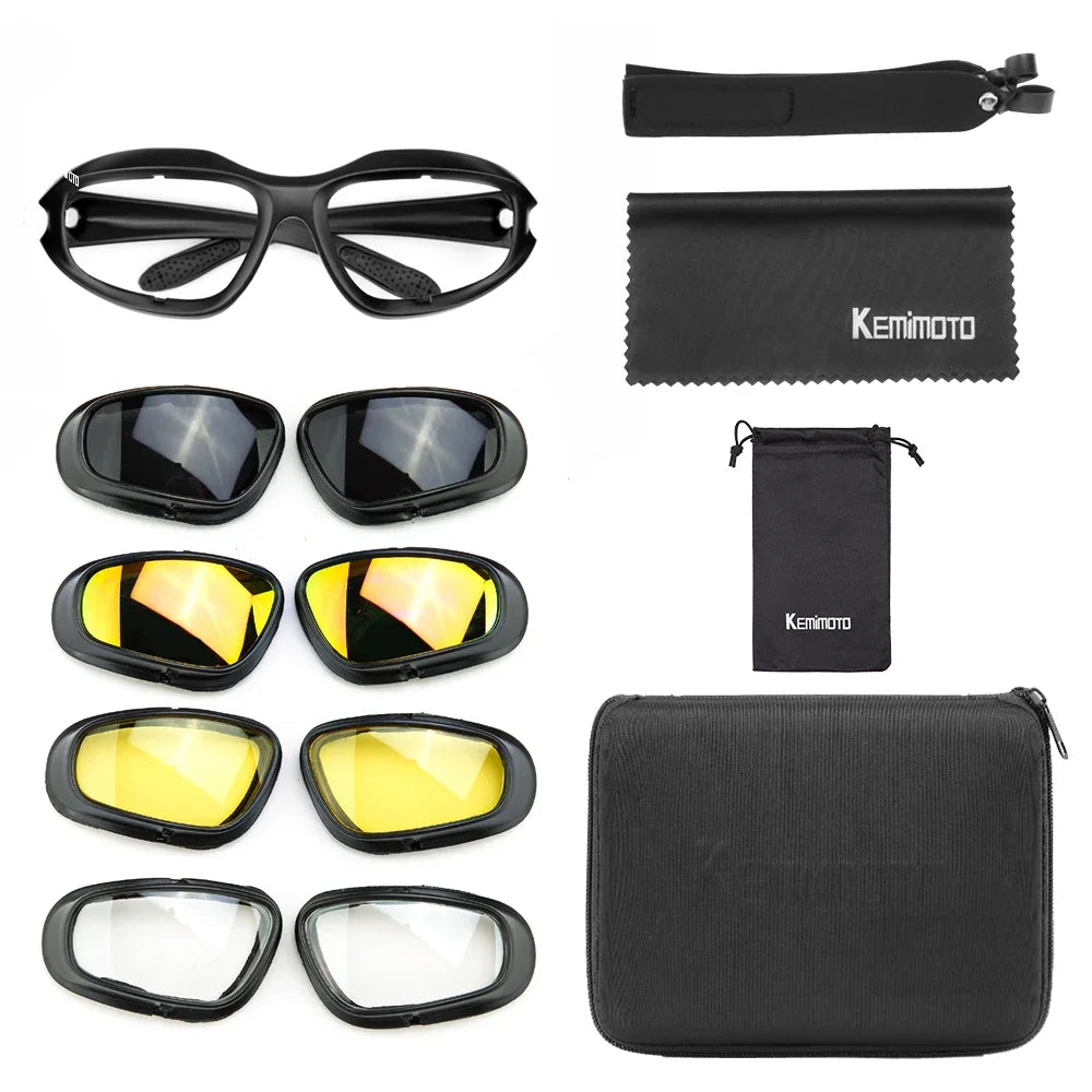 KEMITOUR Motorcycle Goggles UV400 Polarized – 4-Lens Kit Motorcycle Goggles Nixie Goggles