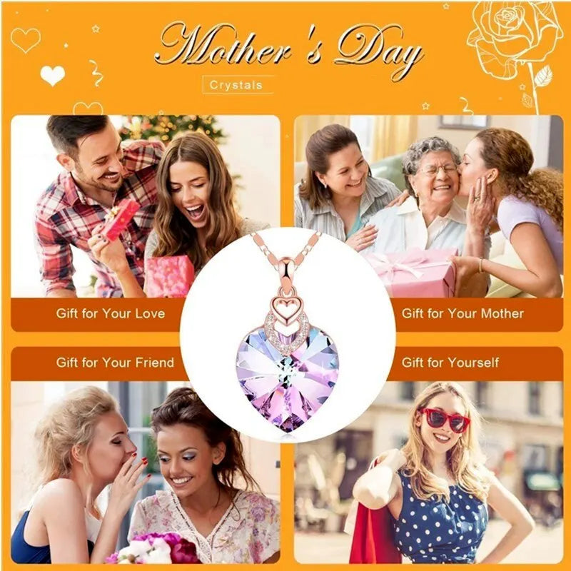 Heart Crystal Pendant Necklace for Women – Elegant Gift Pendant Necklace Nixie