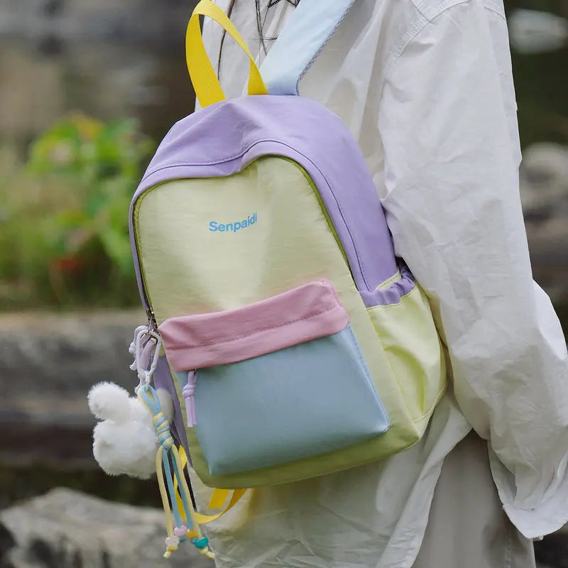 Color-Block Unisex Backpack | Travel & Student Daypack Casual Backpack Nixie