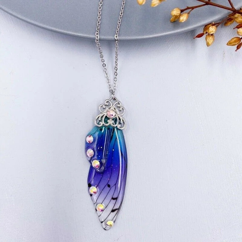 Butterfly Wing Pendant Necklace – 12 Colors Resin Women's Jewelry Pendant Necklace Nixie